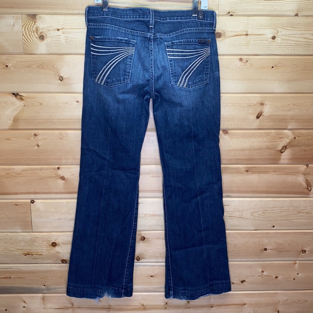 7FAM 7 For All Mankind Dojo Cream Stitching Flare Jeans 32